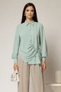 Camasa verde menta din voal cu guler ascutit, 1, dyfashion.ro