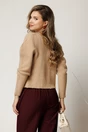 Cardigan casual scurt din tricot bej cu nasturi, 2, dyfashion.ro