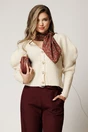 Cardigan casual scurt din tricot ivory cu nasturi, 1, dyfashion.ro