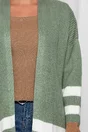 Cardigan verde mint din tricot cu dungi albe