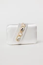 Clutch alb  elegant din satin cu aplicatii de perle si cristale, 2, dyfashion.ro