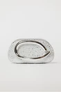 Clutch argintiu cu design modern stralucitor si maner metalic, 1, dyfashion.ro