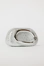 Clutch argintiu cu design modern stralucitor si maner metalic, 2, dyfashion.ro