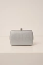 Clutch argintiu cu fir lurex si inchidere metalica cu strasuri, 1, dyfashion.ro