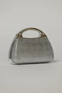 Clutch argintiu cu pietre stralucitoare si maner metalic, 1, dyfashion.ro