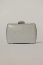 Clutch argintiu din material textil stralucitor, 1, dyfashion.ro