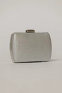 Clutch argintiu din material textil stralucitor, 2, dyfashion.ro