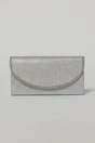 Clutch argintiu elegant cu clapeta curbata decorata cu strasuri, 1, dyfashion.ro