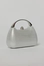 Clutch argintiu elegant cu maner auriu si design structurat, 1, dyfashion.ro