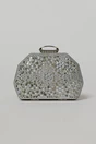 Clutch argintiu elegant metalic cu strasuri si pietre decorative, 2, dyfashion.ro