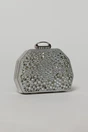Clutch argintiu elegant metalic cu strasuri si pietre decorative, 1, dyfashion.ro