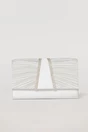 Clutch argintiu satinat decorat cu benzi stralucitoare, 1, dyfashion.ro