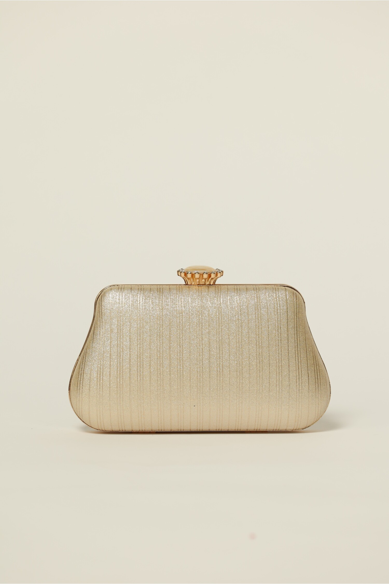 Clutch auriu cu inchidere metalica decorativa