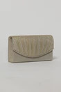 Clutch auriu elegant cu clapeta curbata si detalii plisate, 1, dyfashion.ro