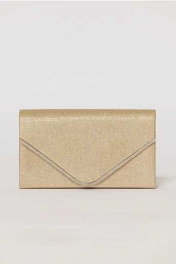 Clutch auriu elegant cu clapeta decorata cu strasuri
