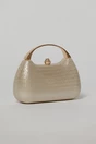 Clutch auriu elegant cu maner auriu si design structurat, 1, dyfashion.ro