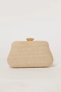 Clutch bej din material textil impletit, 1, dyfashion.ro