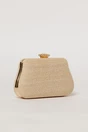 Clutch bej din material textil impletit, 2, dyfashion.ro