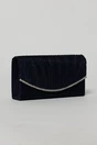 Clutch bleumarin elegant cu clapeta curbata si detalii plisate, 1, dyfashion.ro