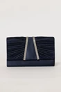 Clutch bleumarin satinat decorat cu benzi stralucitoare, 1, dyfashion.ro