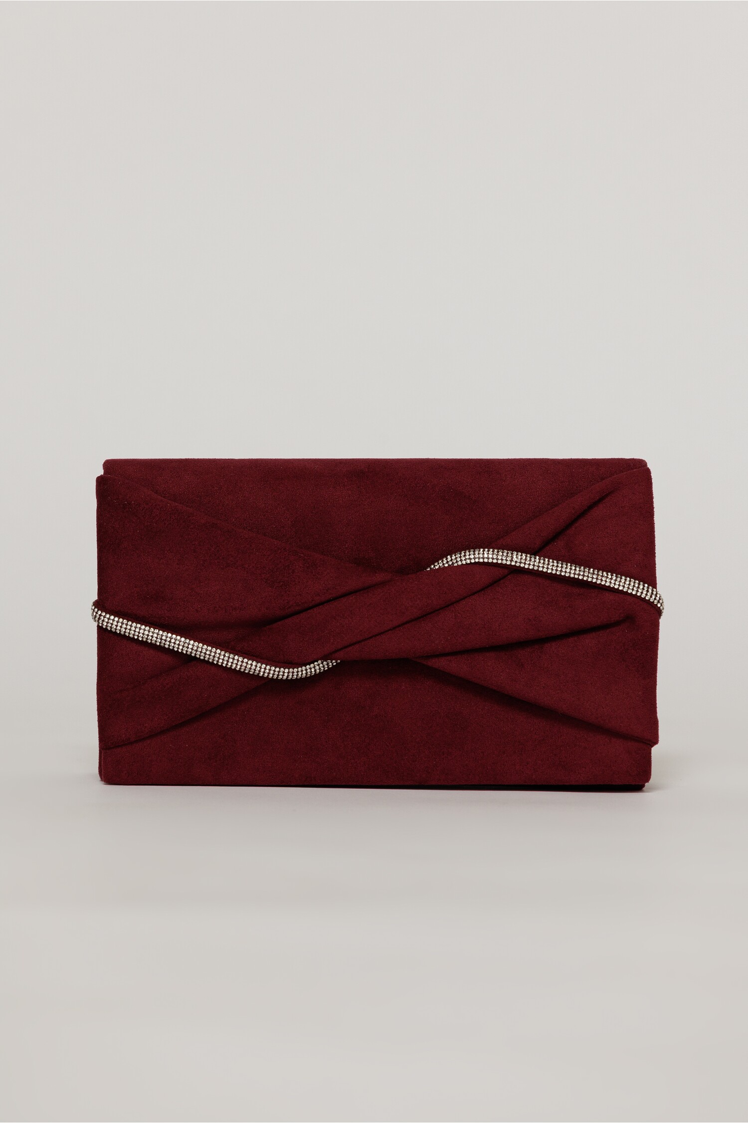 Clutch burgundy elegant cu clapeta design impletit si detalii stralucitoare