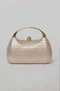 Clutch champagne elegant cu maner auriu si design structurat, 2, dyfashion.ro