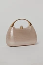 Clutch champagne elegant cu maner auriu si design structurat, 1, dyfashion.ro