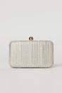 Clutch cu aspect metalic argintiu cu design impletit, 1, dyfashion.ro
