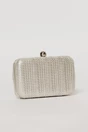 Clutch cu aspect metalic argintiu cu design impletit, 2, dyfashion.ro