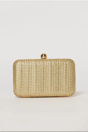 Clutch cu aspect metalic auriu cu design impletit