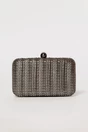 Clutch cu aspect metalic negru cu design impletit, 1, dyfashion.ro