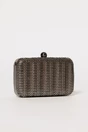 Clutch cu aspect metalic negru cu design impletit, 2, dyfashion.ro