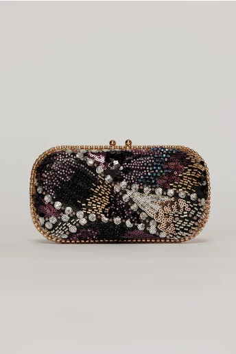 Clutch de ocazie negru cu margele si paiete