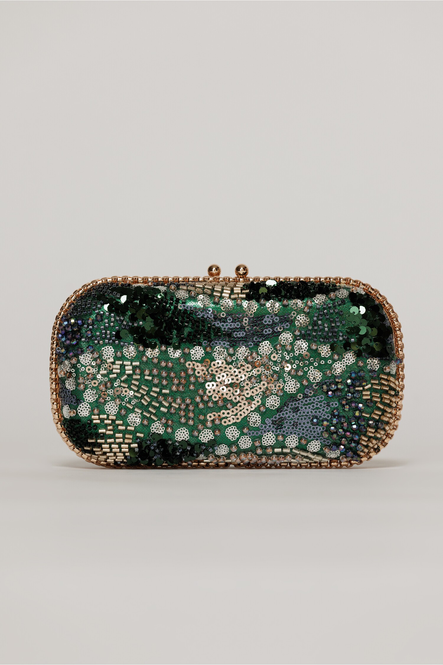 Clutch de ocazie verde cu margele si paiete