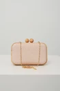 Clutch din lemn cu textura impletia bej
