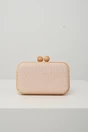 Clutch din lemn cu textura impletia bej