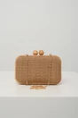 Clutch din lemn cu textura impletia maro