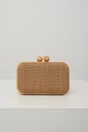 Clutch din lemn cu textura impletia maro