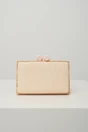 Clutch dreptunghiular din lemn cu textura impletia bej