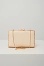 Clutch dreptunghiular din lemn cu textura impletia bej