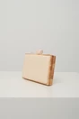 Clutch dreptunghiular din lemn cu textura impletia bej