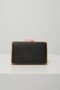 Clutch dreptunghiular din lemn cu textura impletia negru