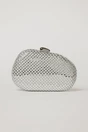 Clutch elegant argintiu cu cristale stralucitoare, 1, dyfashion.ro