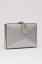 Clutch elegant argintiu cu design geometric, 1, dyfashion.ro