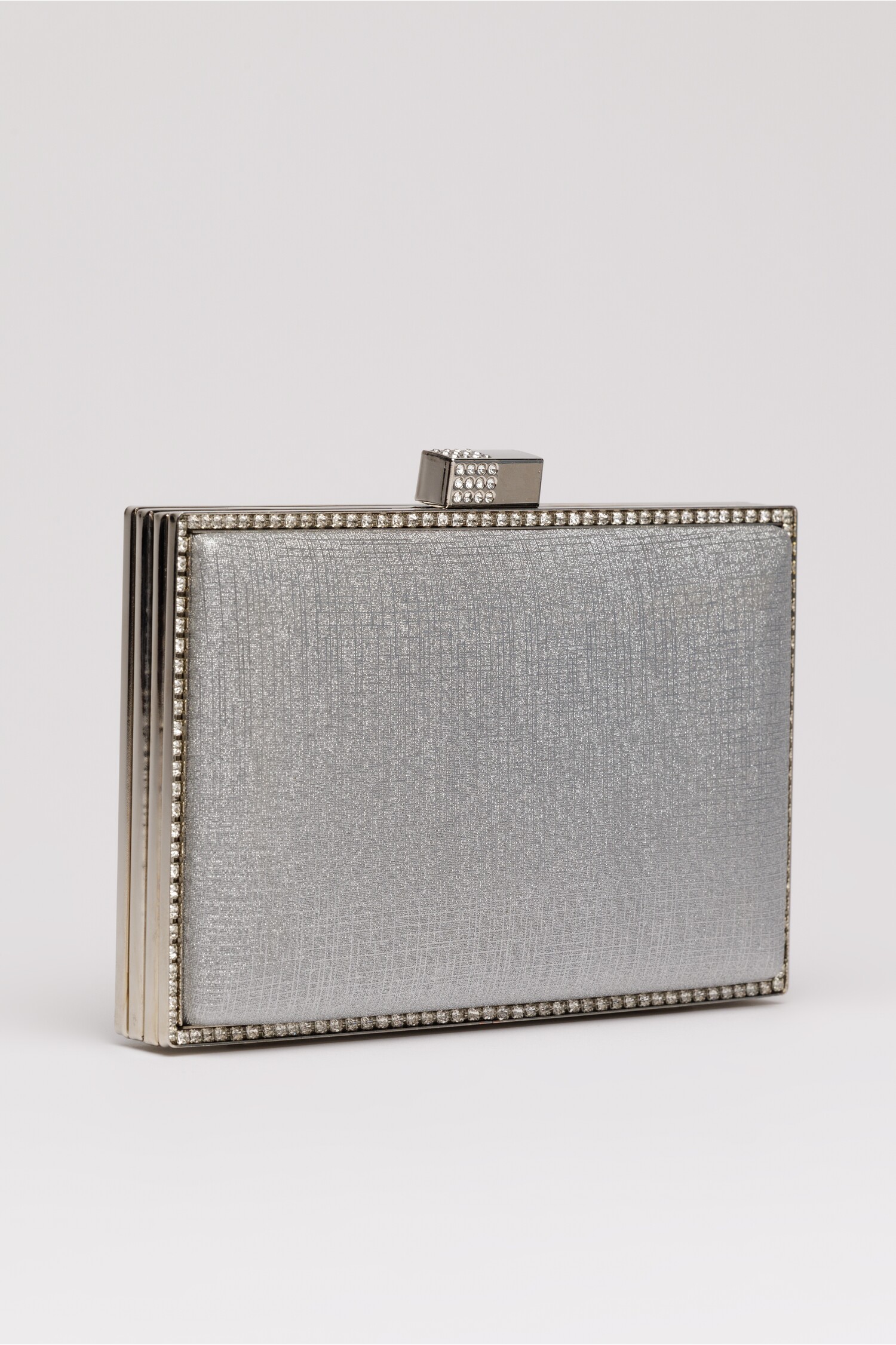 Clutch elegant argintiu cu pietricele stralucitoare