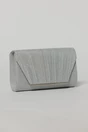 Clutch elegant argintiu din lurex si detalii plisate, 1, dyfashion.ro