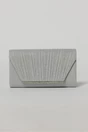 Clutch elegant argintiu din lurex si detalii plisate, 2, dyfashion.ro