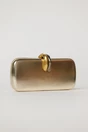 Clutch elegant auriu cu aspect metalizat si inchidere dubla, 2, dyfashion.ro