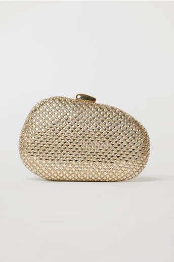 Clutch elegant auriu cu cristale stralucitoare