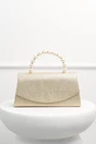 Clutch elegant auriu cu glitter si maner din perle, 1, dyfashion.ro